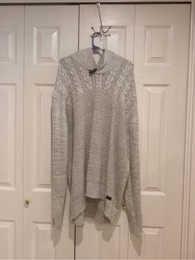 Men's Light Gray Shawl-Collar Toggle Cardigan Sweater